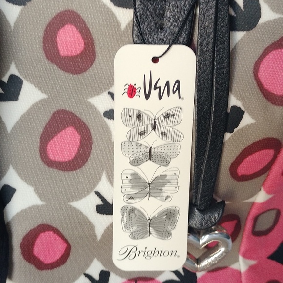 🎁💝NWT Brighton ❤️s Vera pink, black and grey canvas and leather tote bag. - Picture 2 of 16